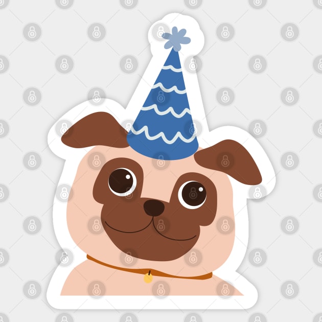 pug dog happy birthday Sticker by CleasssArt